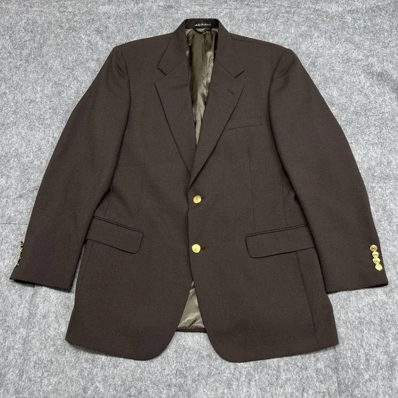 Wimbledon Of England Blazer Mens 40L Brown Wool Blend Gold Button Dillards READ