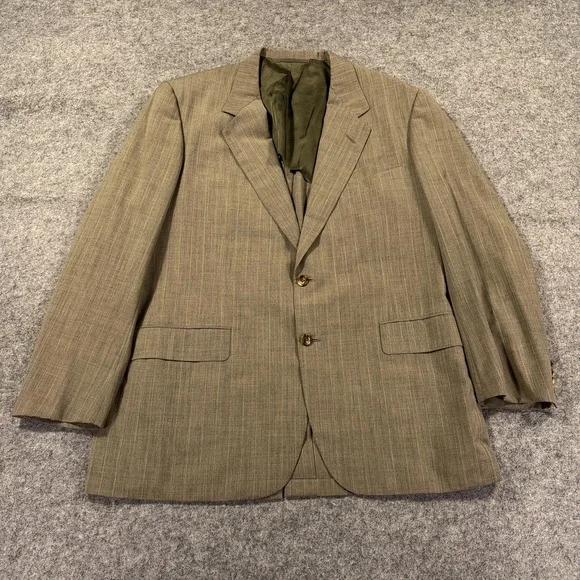 Oxxford Clothes Suit Jacket Mens 43 L Brown Wool Super Worsted Aristocrat Cachet