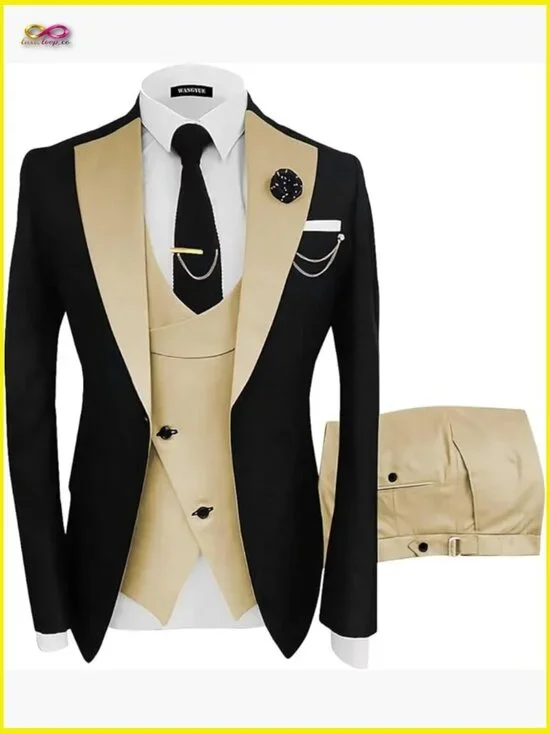 Slim Fit Three Piece Formal Suit Set Classic Elegant Business Wedding Prom