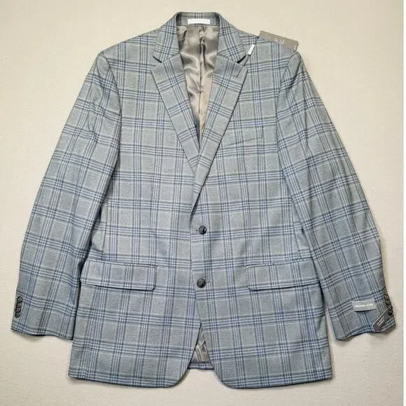 Michael Kors Men's Classic-Fit Seafoam Plaid Sport Coat, Seafoam 42L $295