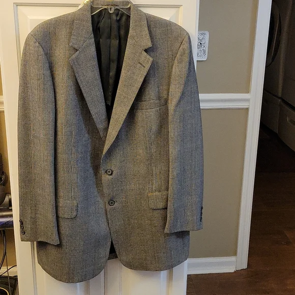 Kingsridge Custom Fabric black white red houndstooth jacket pure wool SZ 40…EUC