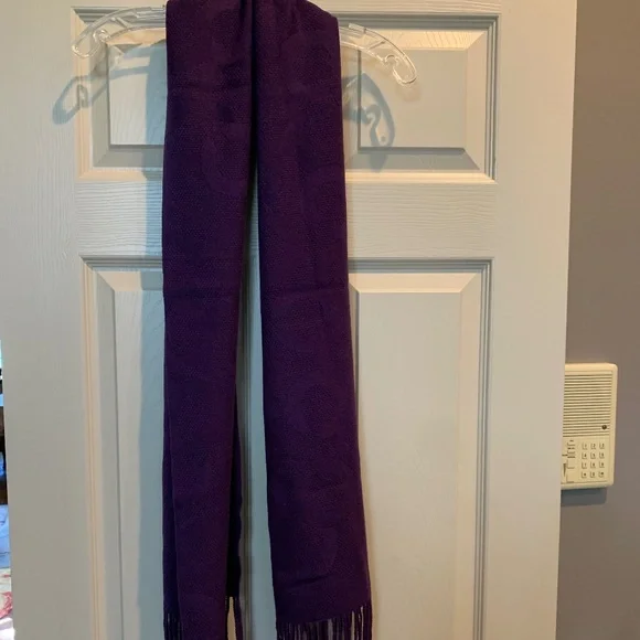 NWOT Coach Purple Logo Wool Blend Shawl/Scarf
