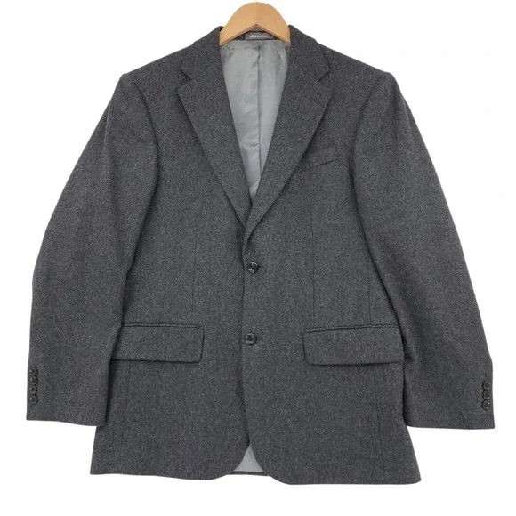 Vtg Oscar de la Renta Cashmere Blazer 40R Sport Coat Flannel Gray Classic Luxury