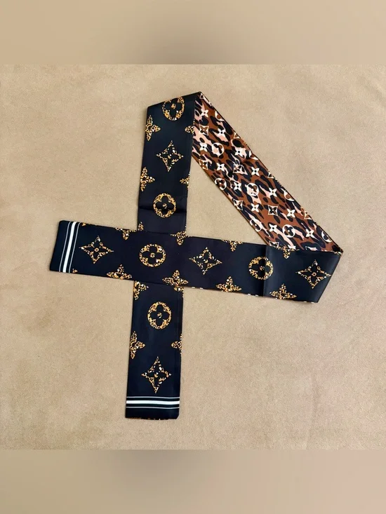 Chic Monogram Brown Twilly Bandeau Scarf