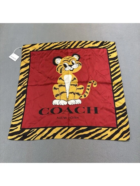 Coach Lunar New Year Tiger Silk Bandana New With Tags