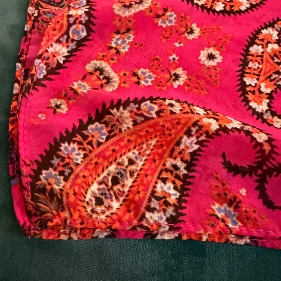 Paisley Print Scarf Wrap 72‎ in x 13 in Pink Orange Black Floral Boho