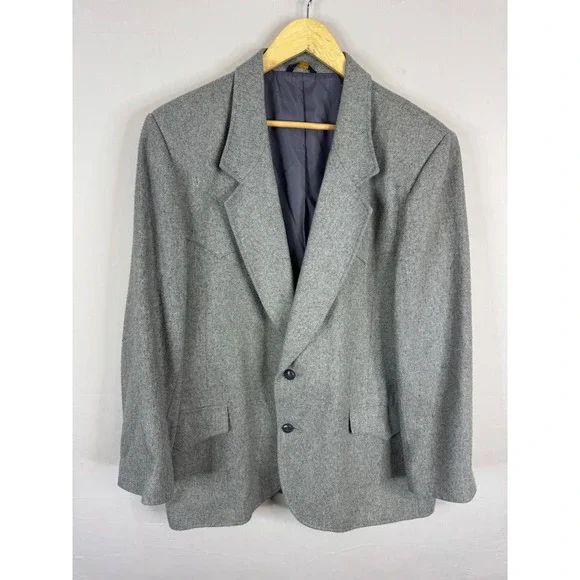 Pioneer Wear Mens 44 Grey Wool Western Blazer‎ Sport Coat Made in USA