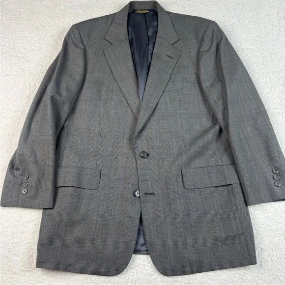 Vtg Brooks Brothers Blazer‎ Plaid Wool Sport Coat Jacket 41R USA Brown