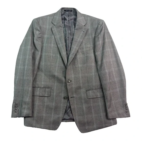 Calvin Klein 44R Gray‎ Plaid All Season Blazer Jacket Sport Suit Coat Slim Fit