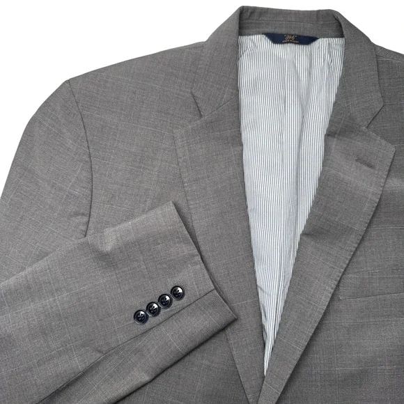 BROOKS‎ BROTHERS Gray Plaid Wool Blend Explorer Fitzgerald Blazer Jacket 44L