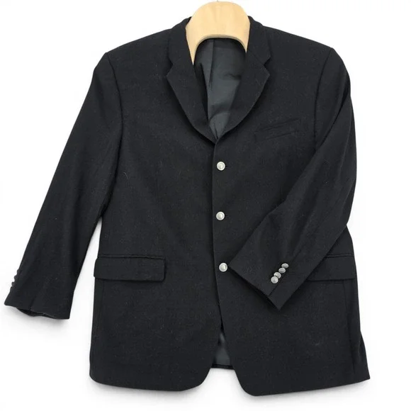 Calvin Klein Mens 44R Black Wool‎ Blazer Sport Coat 3 Button Classic Tailored