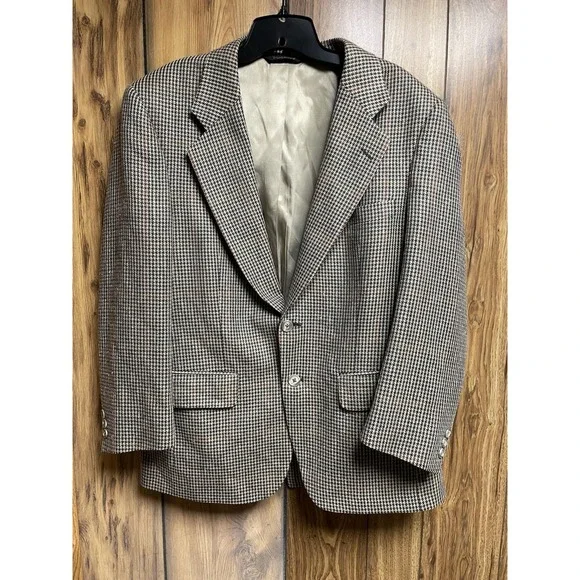 Vtg Burberry's Blazer Mens 40 Multicolor Houndstooth Wool Sport Coat Preppy‎