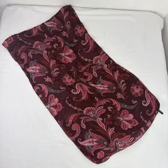 Talbots Paisley Print Burgundy Scarf Rectangular 60