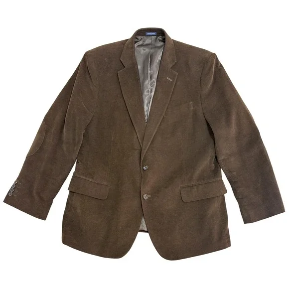 Stafford‎ Blazer Mens 46 Brown Corduroy Classic Fit 2 Button Sport Coat Jacket