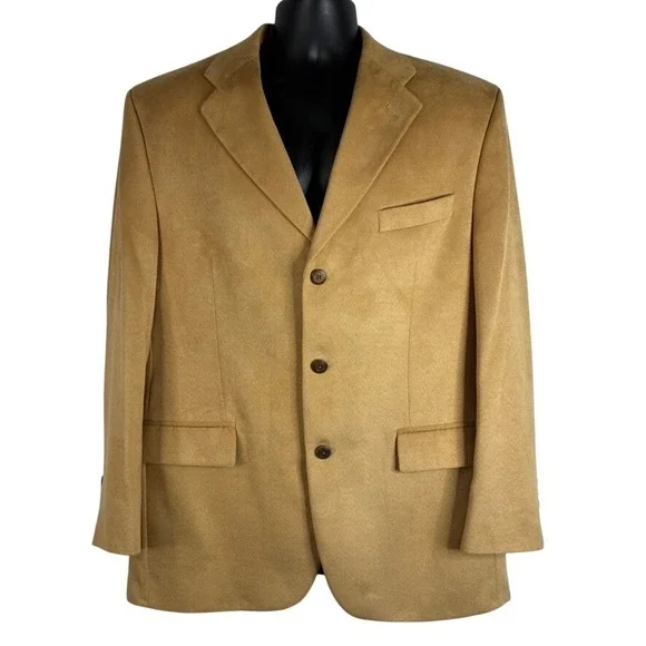Chaps Ralph Lauren‎ Men's Camel Suede Blazer Sport Coat Jacket Size 41R
