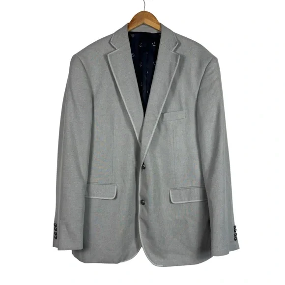 Oak Hill Men's Blazer 1XL  46-48 Gray Tweed Professor Sport Coat 2 Button