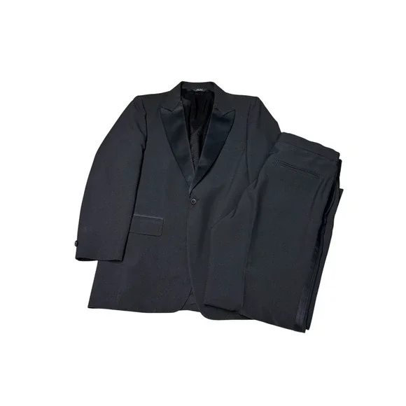 After Six x SSSSSS Mens Black Tuxedo Suit 2 Piece Peak Lapel Formal 40R 35x29