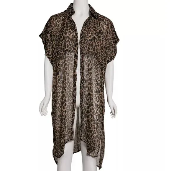 Steve Madden Leopard Trench Poncho One Size Tan Black multi New MSRP $48.00