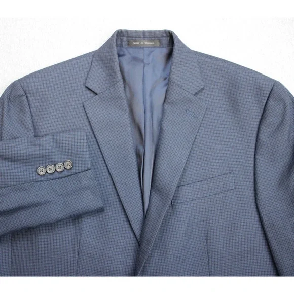 Lauren Ralph Lauren Blazer Mens Size 40R Navy Blue Check 2 Button‎ Notch Lapel
