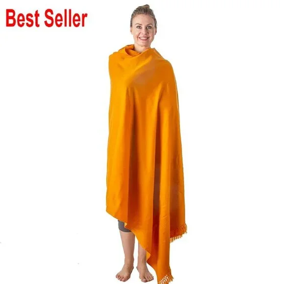 Oversize Wool Blend Shawl Wrap Meditation Yoga Elegant Minimal Boho