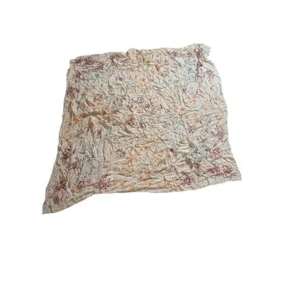 Square Sheer Rose Print Soft Pastel Silk Scarf