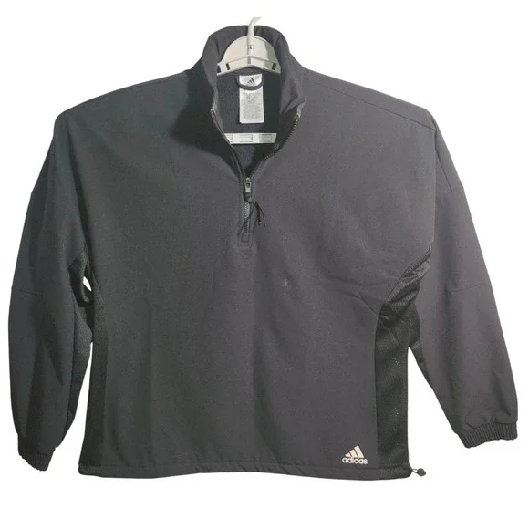 Adidas COLD.RDY Quarter‎ Zip Pullover Black Mesh Panel Fleece Lined Mens Medium