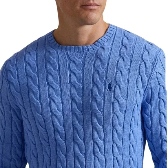 Polo Ralph Lauren Cable Knit Sweater Blue Men's XXL Embroidered‎ Logo NWT