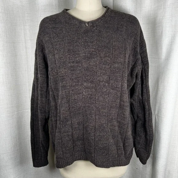 Vintage Tommy Bahama Men's XL Brown Pullover Knit Sweater Wool Silk Cotton Blend