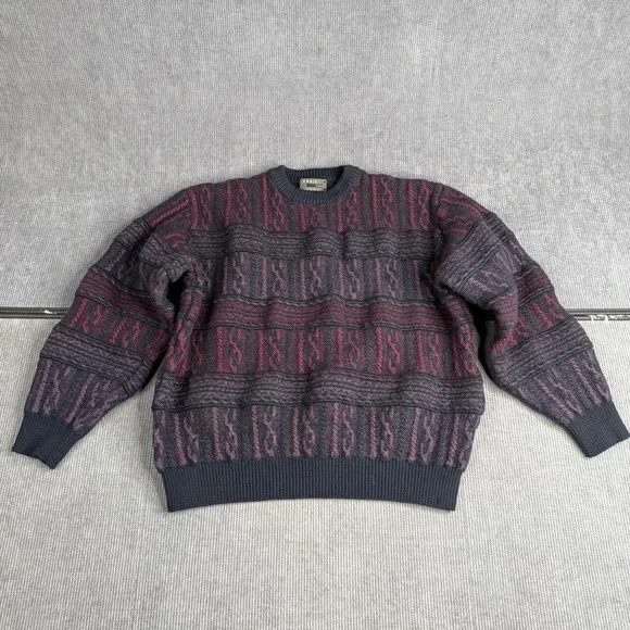 Vintage‎ St Croix Sweater Mens L 3D Knit Coogi Style Abstract Textured