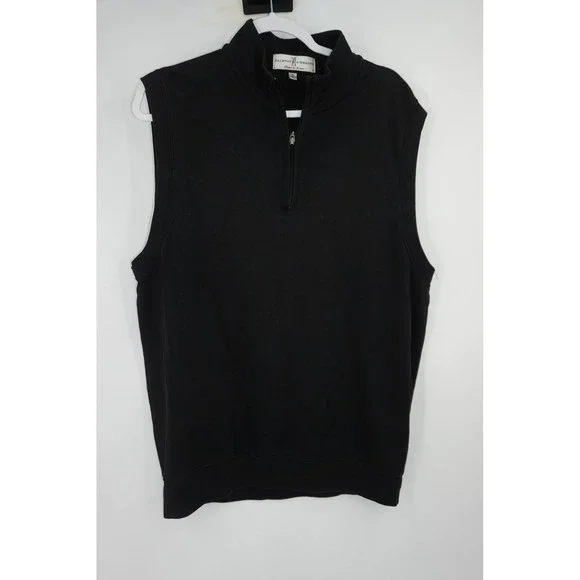 Fairway & Greene Vest Mens Medium Black Pima Cotton Quarter Zip‎ Golf