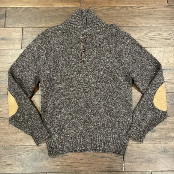 Vintage Pendleton Sweater‎ Men's L Brown Wool Elbow Patch Shawl Collar