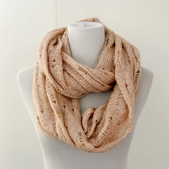 Light Pink Sequin Knit Infinity Scarf