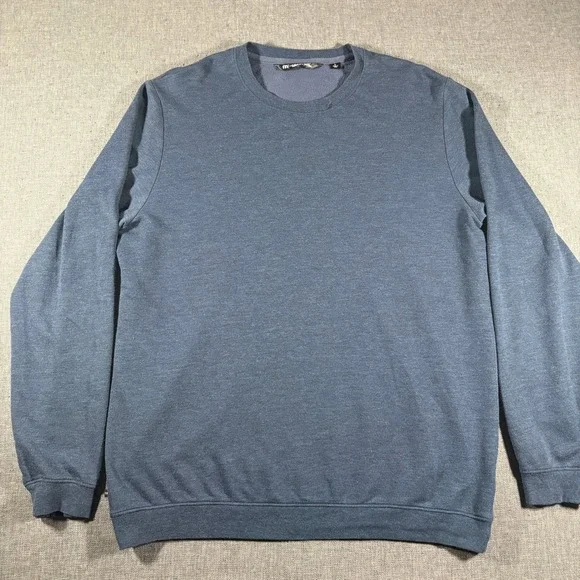 TravisMathew Sweatshirt Men Large Blue Heathered Lightweight Crewneck Pima Blend