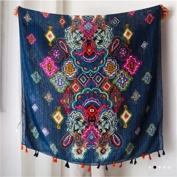 large boho tribal tassel scarf shawl beach coverup