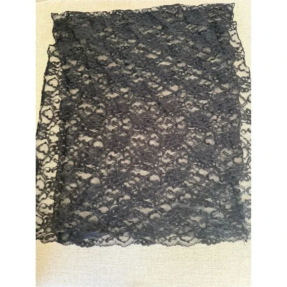 Macy's Black Floral Lace Overlay Panel shawl or scarf
