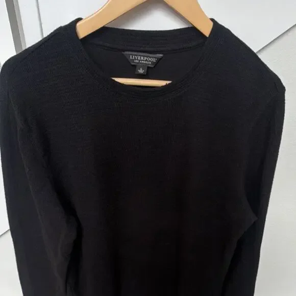 Liverpool Los Angeles Men's Black Knit Crew Neck Pullover Sweater Long Sleeve L