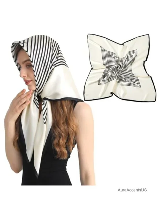 100% Mulberry Silk Square Scarf 35x35 Hair Bandana for Sleeping