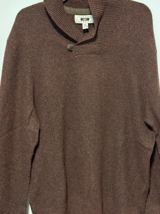 Joseph Abboud Men's Brown Crewneck Shawl Sweater