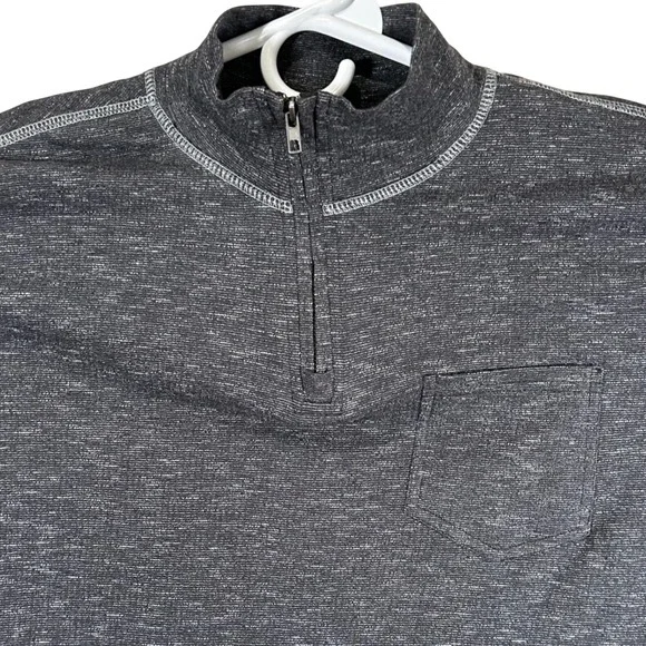 Paper Denim & Cloth Mens Quarter Zip Pullover Charcoal Gray Space Dye Small New