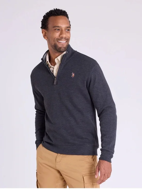 U.S. Polo Assn Quarter Zip Pillover Sweater Blue NWT Large