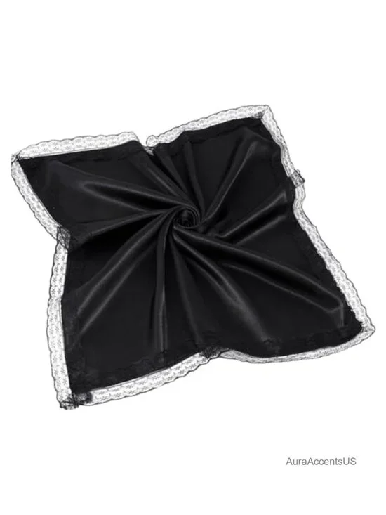 Silky Viscose Square Lap Scarf with Lace Trim for Church Daily Use