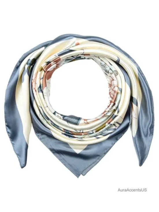 35x35 Satin Square Scarf, Silk-Feel Hair Wrap, Large Bandana, Neck Scarf