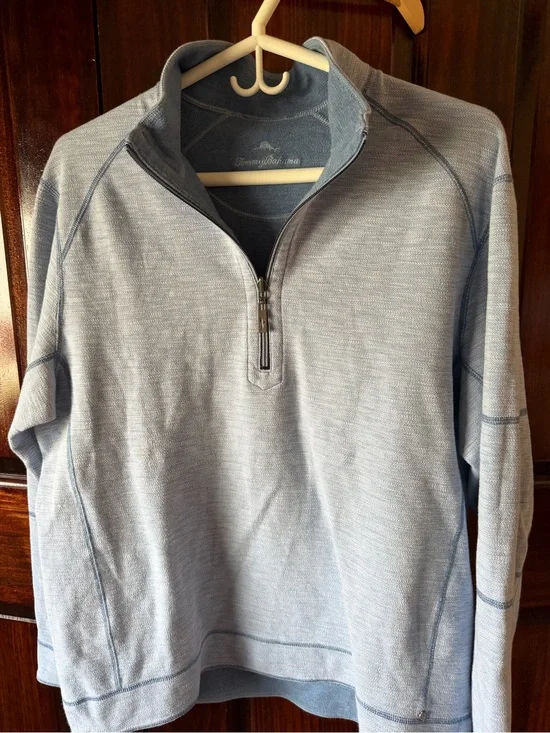 Tommy Bahama reversible Men's Light Blue Quarter-Zip Sweater