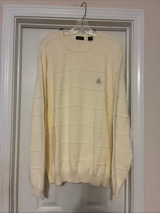 Izod Men's 2XL Cream Textured Crewneck Sweater