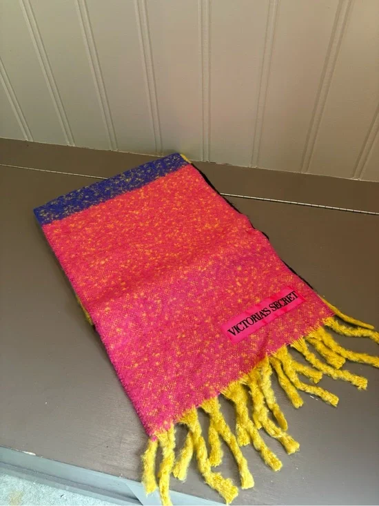 Victoria's Secret Pink, Yellow & Blue Fringe Scarf