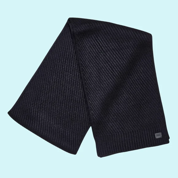 All Saints Scarf Black Wool Blend Traveling Rib Knit Scarf Outdoor Cottagecore