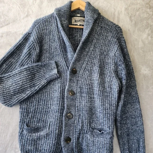 Schott Bros Cardigan Sweater Mens XL Blue Shawl Collar Handcrafted Chunky Knit