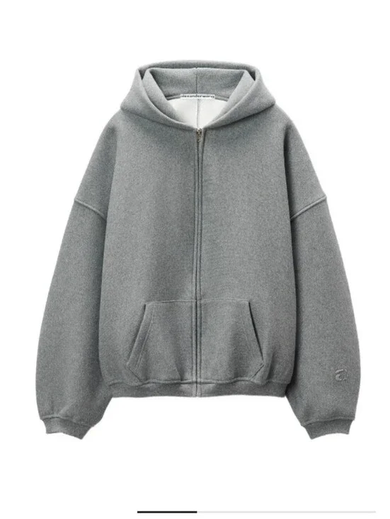 Alexander Wang Sweatshirt Unisex Puff Dense Glitter Runway Gray Full Zip $825