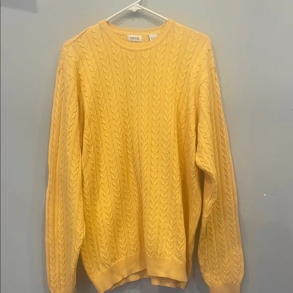IZOD Men's Yellow Cable Knit Sweater