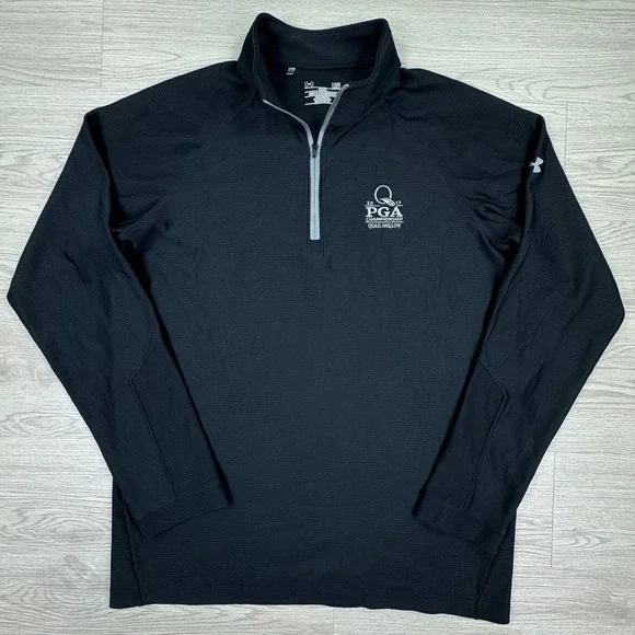 Under Armour Men's Pullover 2017 PGA Championship Black Large 1/4 Zip Golf Shirt